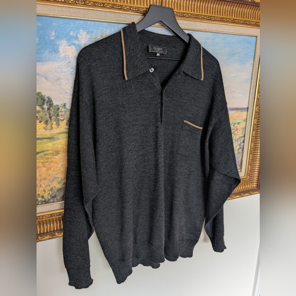 Raffi Charcoal Polo Sweater - Picture 4 of 4